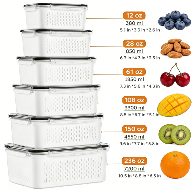 TroveHand™ Fruit & Vegetable Storage Box Set