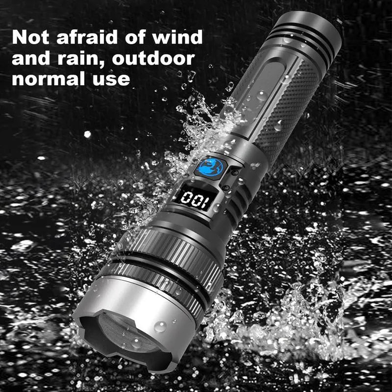 ๐ฆ High-Power Rechargeable Zoom Flashlight โ 2000LM, Power Bank & Digital Battery Display