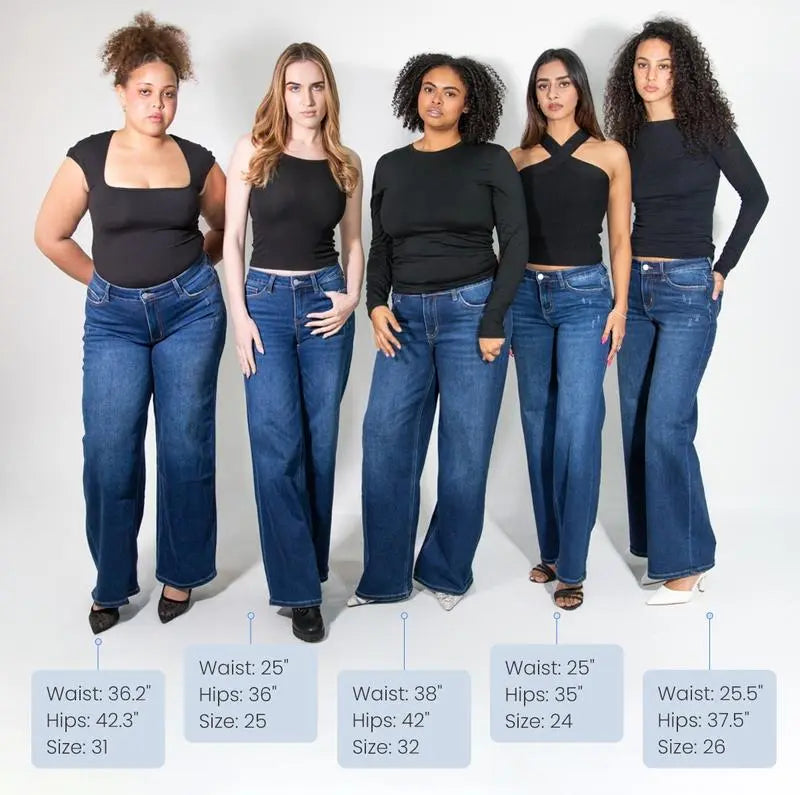 TroveHand Mid-Low Rise Stretch Wide-Leg Jeans