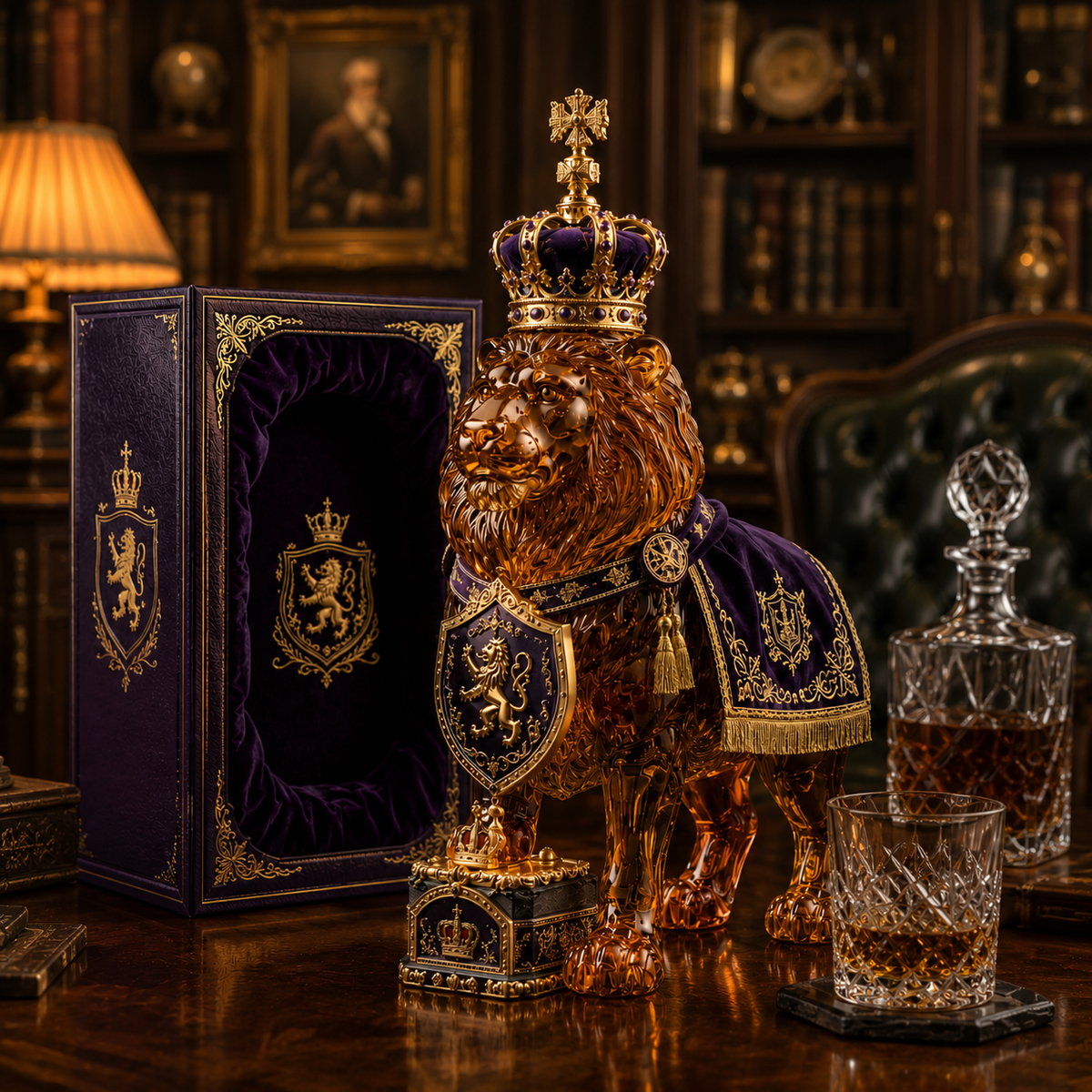 đCrown 87th Anniversary Royal Lion Whiskey Bottle