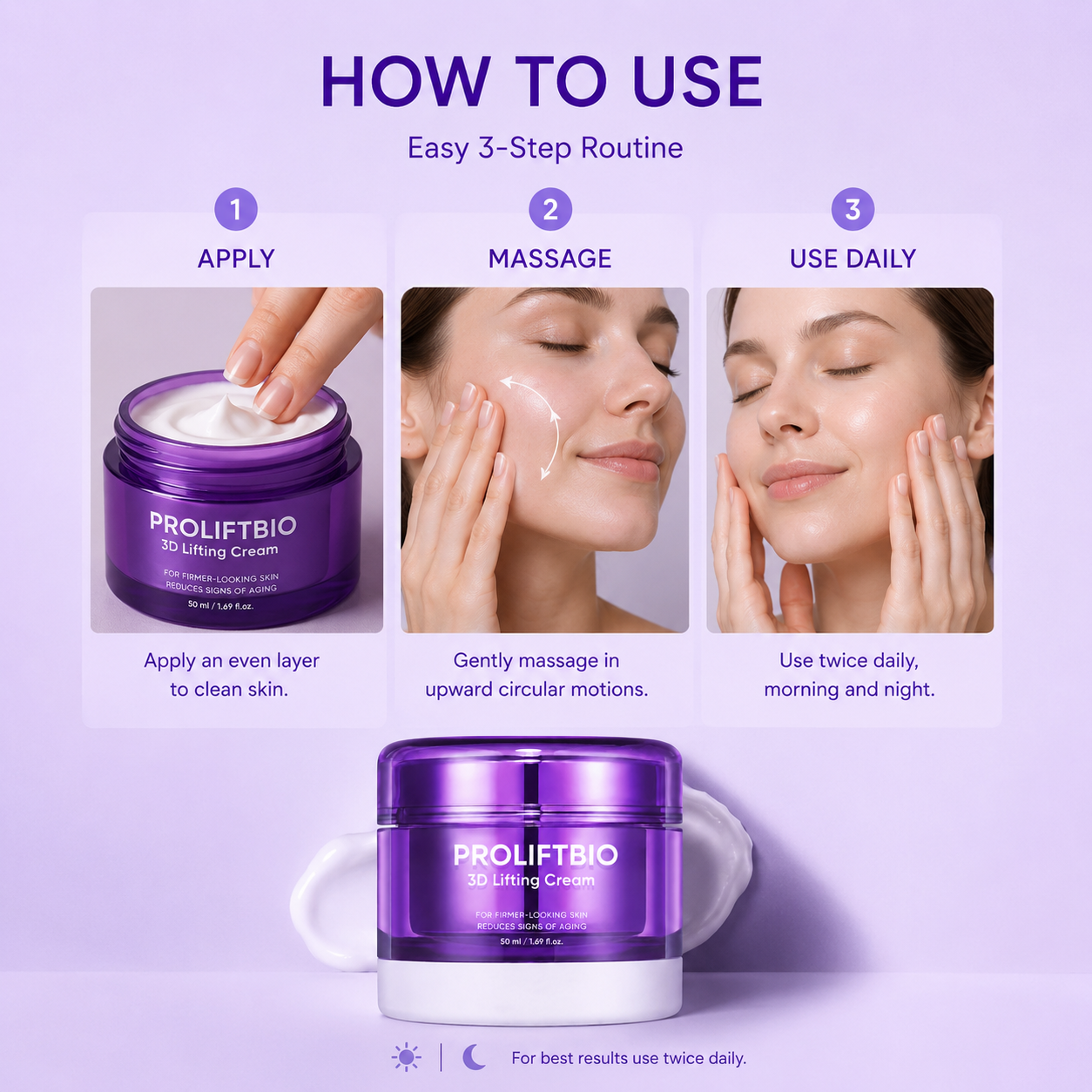 3D Lifting Night Cream | Visibly Firm Jawline & Smooth Fine Lines Overnight