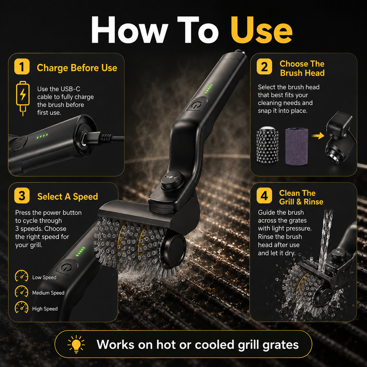 🔥 Cordless Power Grill Cleaner | Fast, Effortless BBQ Cleanup