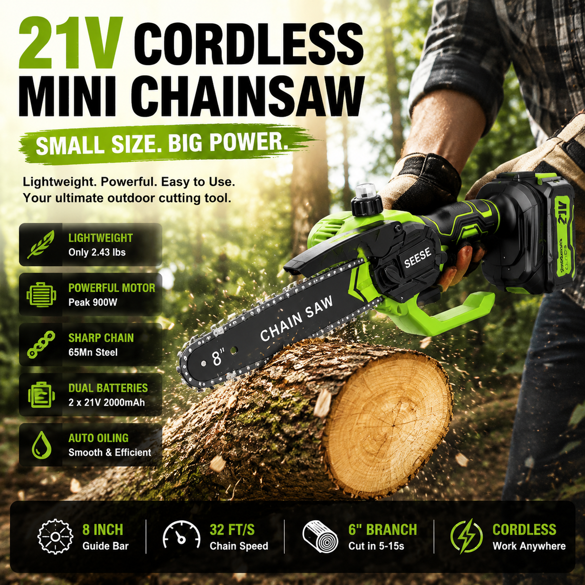 21V Cordless Mini Chainsaw
