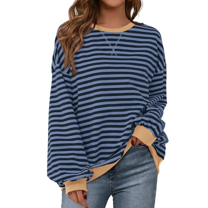 💗Women's Striped Hoodie Sweatshirt with Long Lantern Sleeves