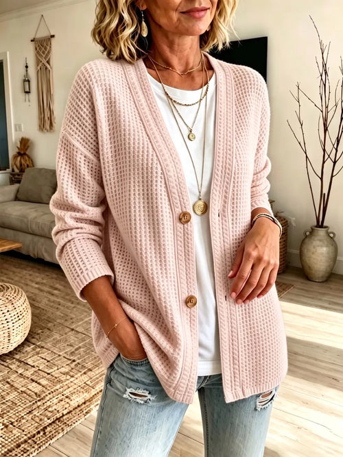 CLEARANCE SALE🔥 Women's Waffle Knit Button-Down Cardigan Sweater