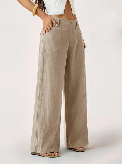 🔥Bestseller👖Women's High Waist Cotton Linen Wide Leg Pants