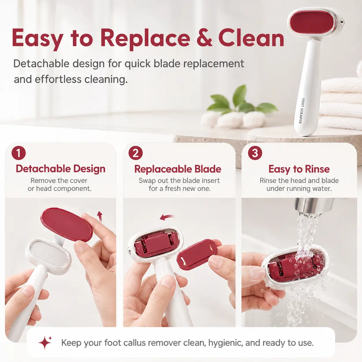 Replaceable stainless steel blade callus remover
