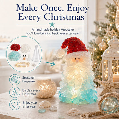 🔥Last Day 49% OFF – 🎅 Beginner-Friendly DIY Lighted Sea Glass Santa Christmas Decor Kit