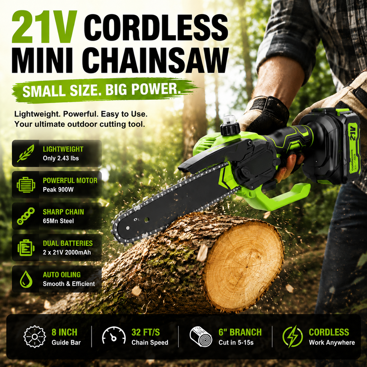 21V Cordless Mini Chainsaw