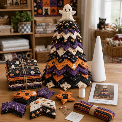 🎄🧵Americana Christmas Tree Quilt Kit – Easy Layered Fabric Holiday Décor for Quilting Lovers