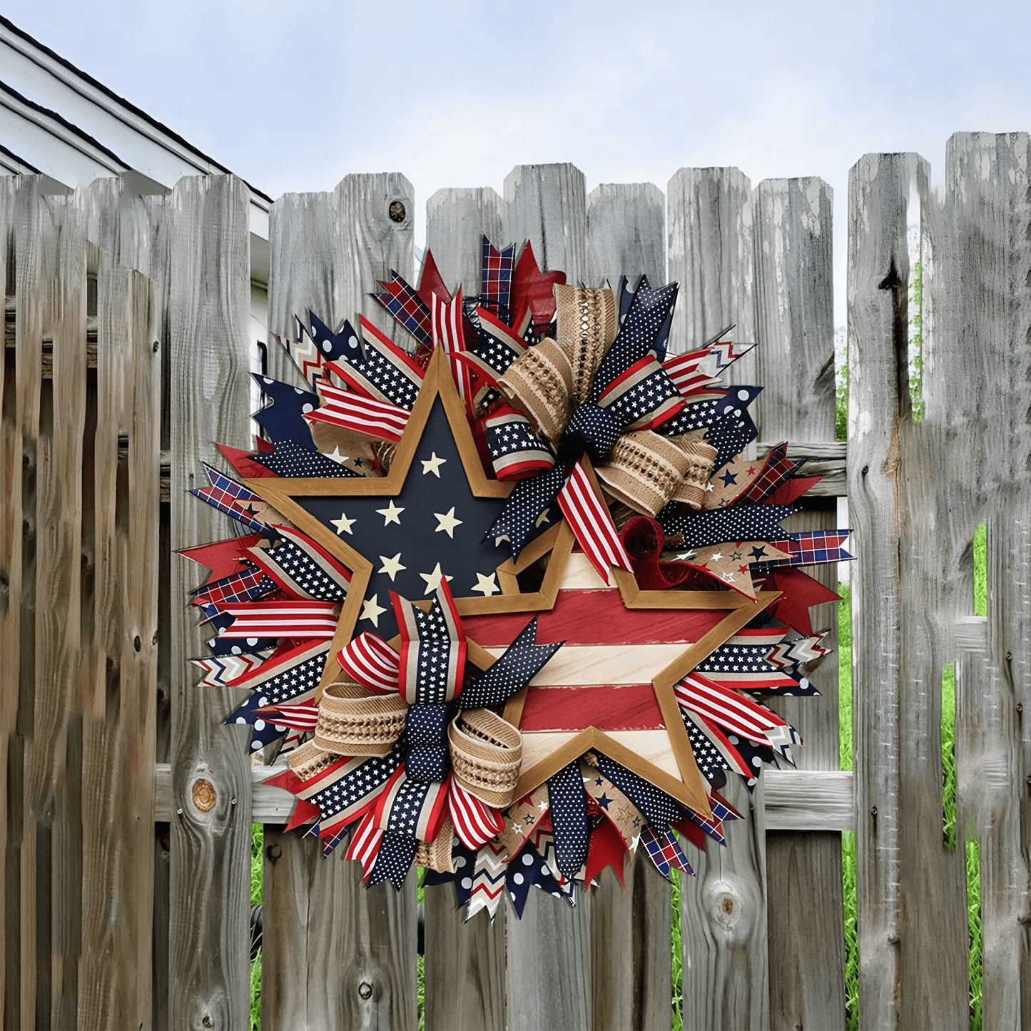 🔥Flash Sale-60% Off🔥250th Anniversary Patriotic Wreath Red White Blue Front Door Decoration
