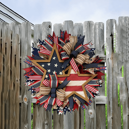 🔥Flash Sale-60% Off🔥250th Anniversary Patriotic Wreath Red White Blue Front Door Decoration