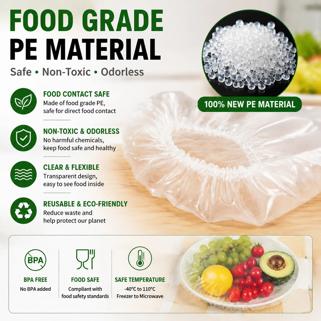 🔥100PCS Disposable Stretch Food Covers for Bowls & Plates