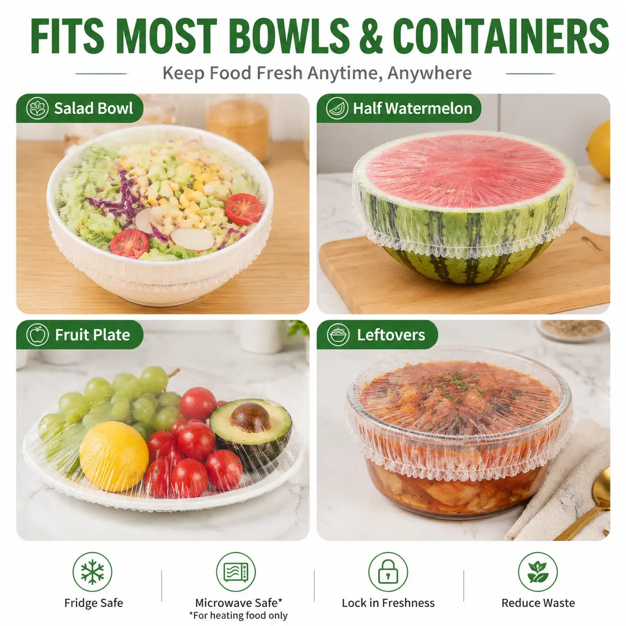 🔥100PCS Disposable Stretch Food Covers for Bowls & Plates