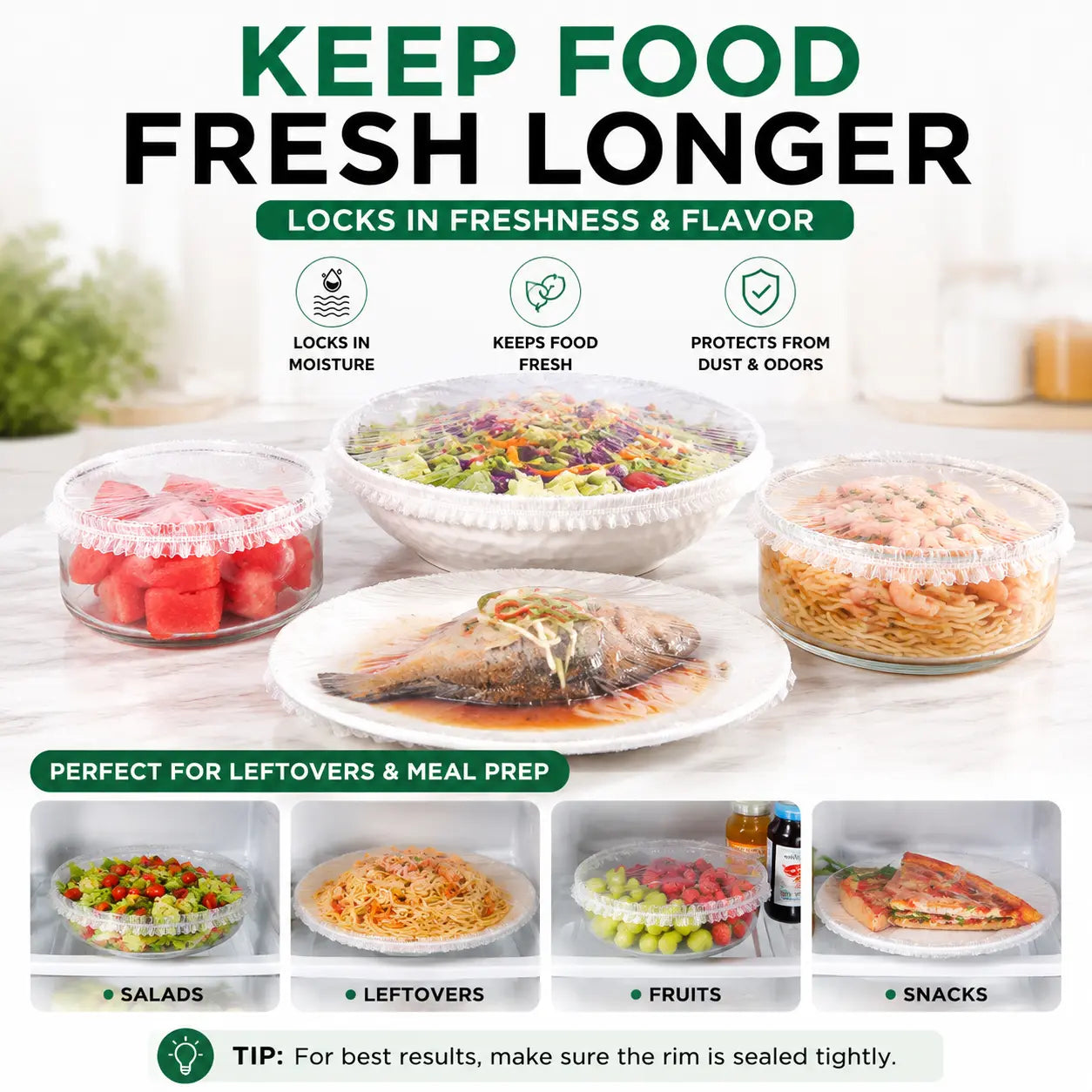 🔥100PCS Disposable Stretch Food Covers for Bowls & Plates
