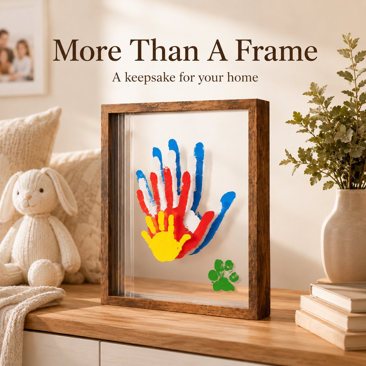 🎁Last Day 50% OFF🔥Wooden Transparent Handprint Frame Set, DIY Family Memorial Gift Kit