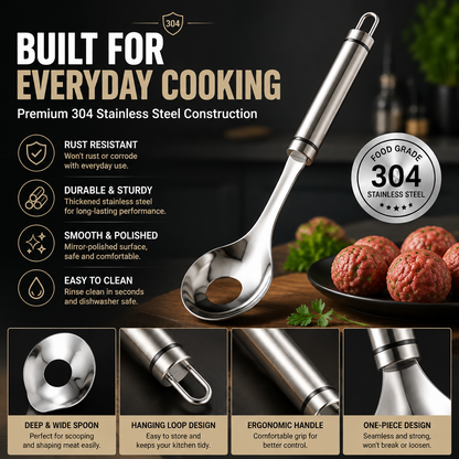 🔥🍝 2-Pack Stainless Steel Meatball Maker Spoon – Make Perfect Meatballs Without Messy Hands