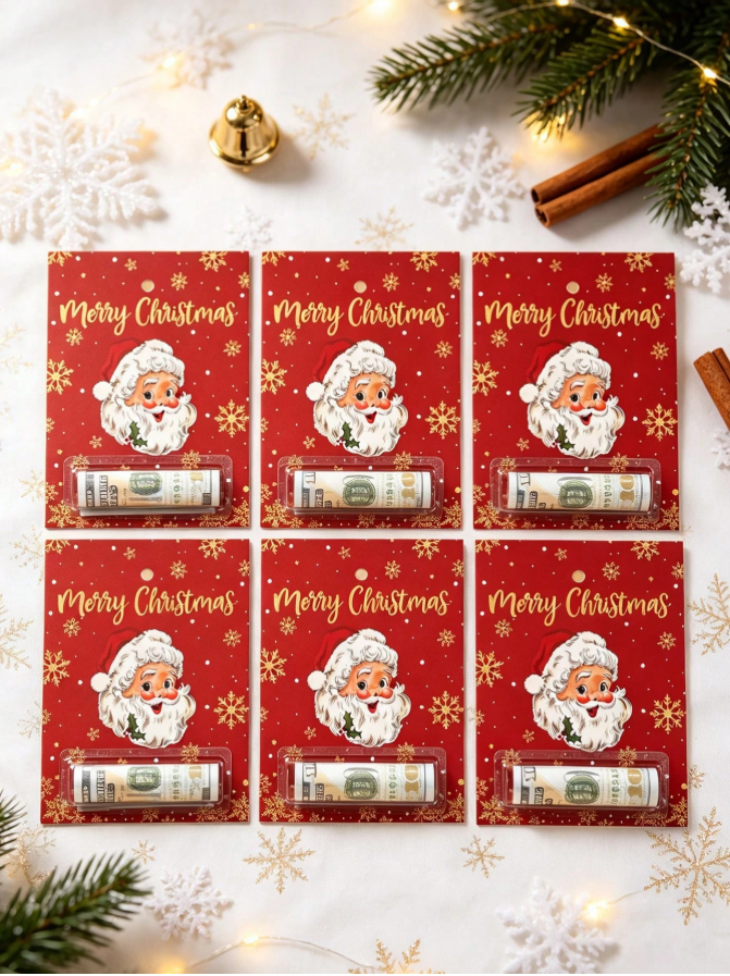 🎄 6pcs Christmas Money Holder Cards – Fun Festive Cash Gift for the Holidays