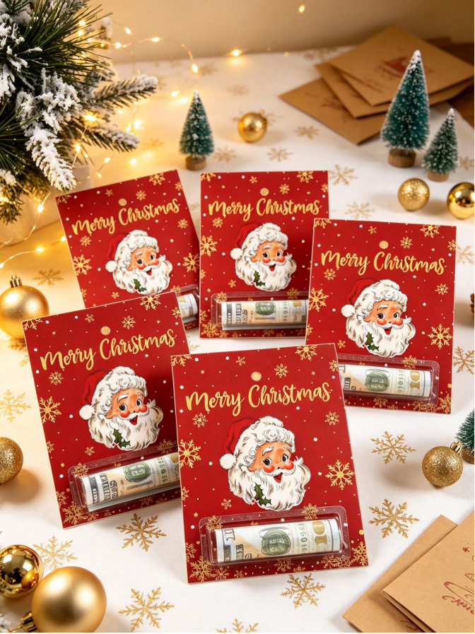 🎄 6pcs Christmas Money Holder Cards – Fun Festive Cash Gift for the Holidays