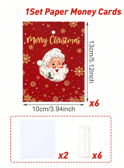 🎄 6pcs Christmas Money Holder Cards – Fun Festive Cash Gift for the Holidays