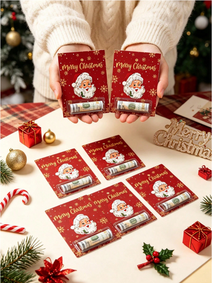 🎄 6pcs Christmas Money Holder Cards – Fun Festive Cash Gift for the Holidays