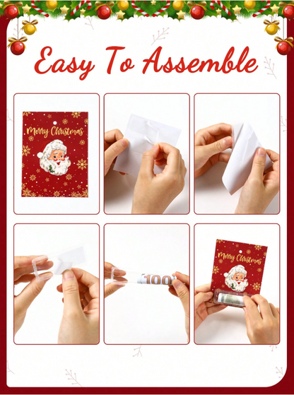 🎄 6pcs Christmas Money Holder Cards – Fun Festive Cash Gift for the Holidays