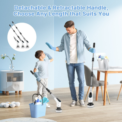 All-in-One Electric Spin Scrubber – 9-in-1 Cordless Power Scrubber with 8 Brush Heads & Extendable Handle