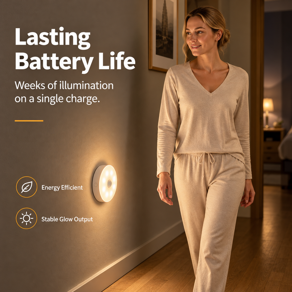 Rechargeable Motion Sensor Night Light – Magnetic Mount & 3 Light Colors