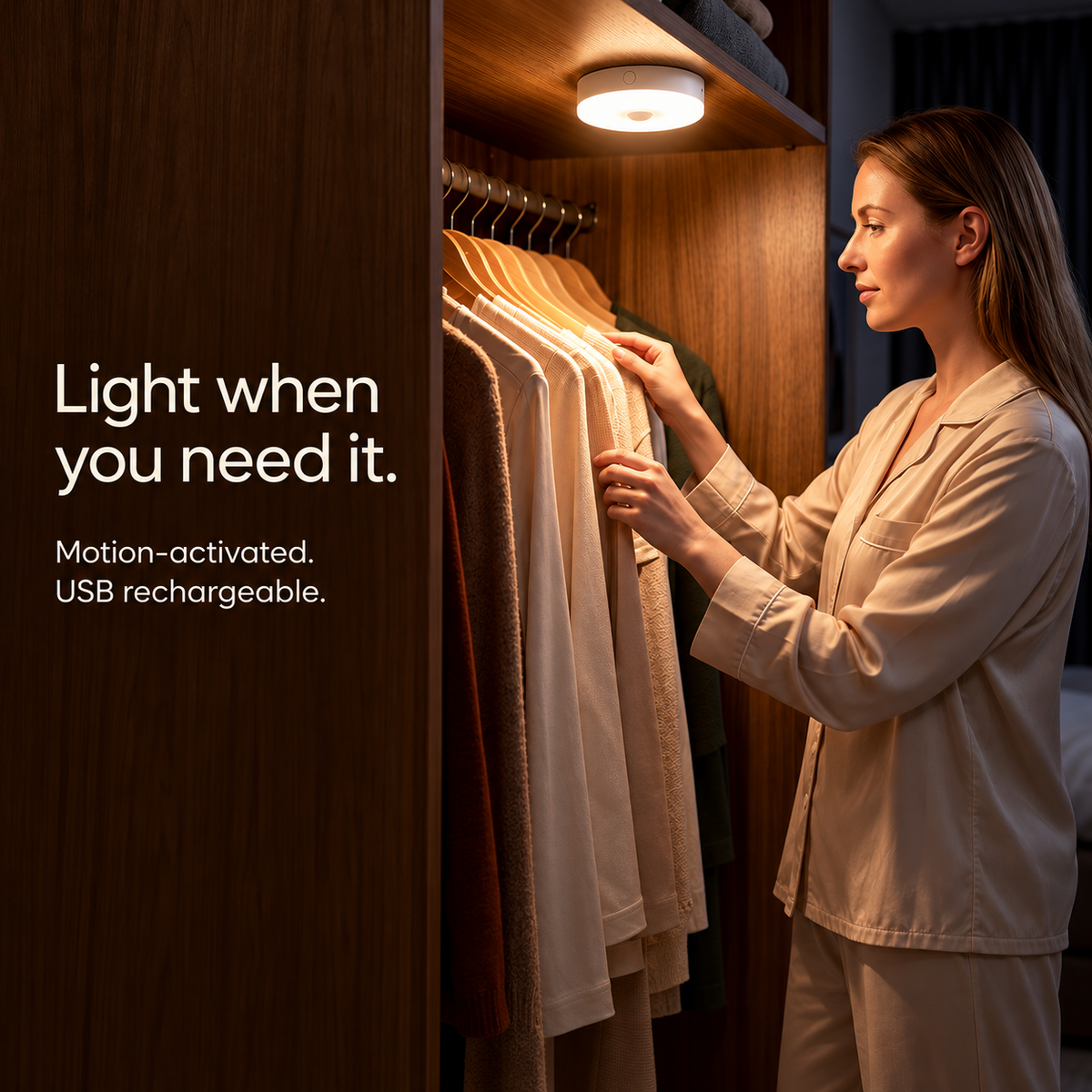 USB rechargeable night light with a removable magnetic design
