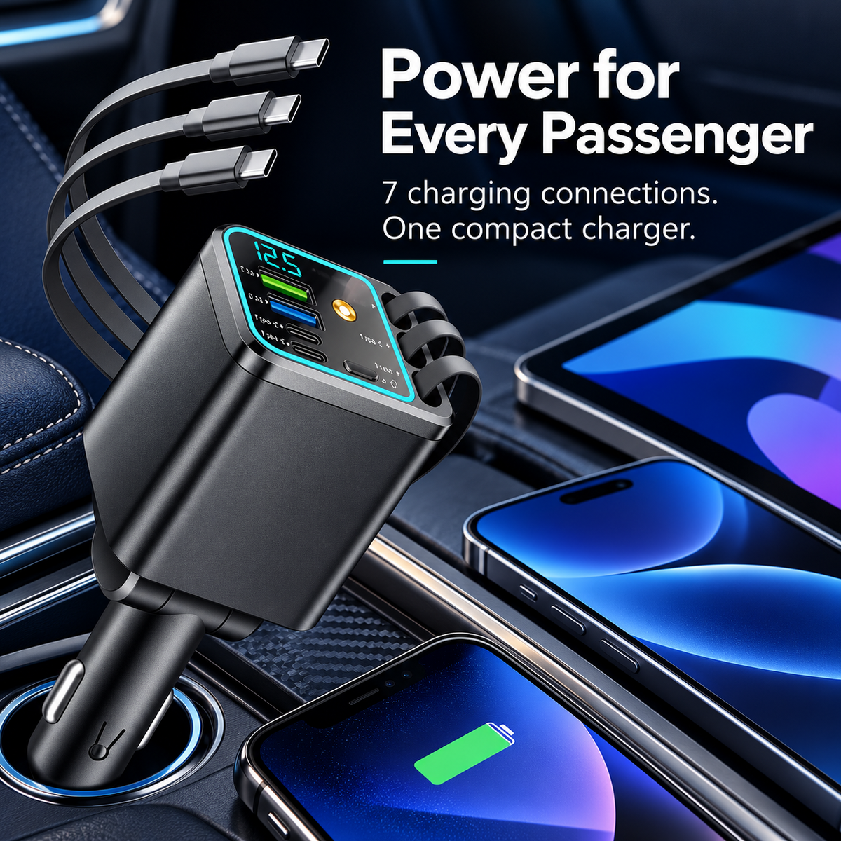 7-in-1 Retractable Car Charger