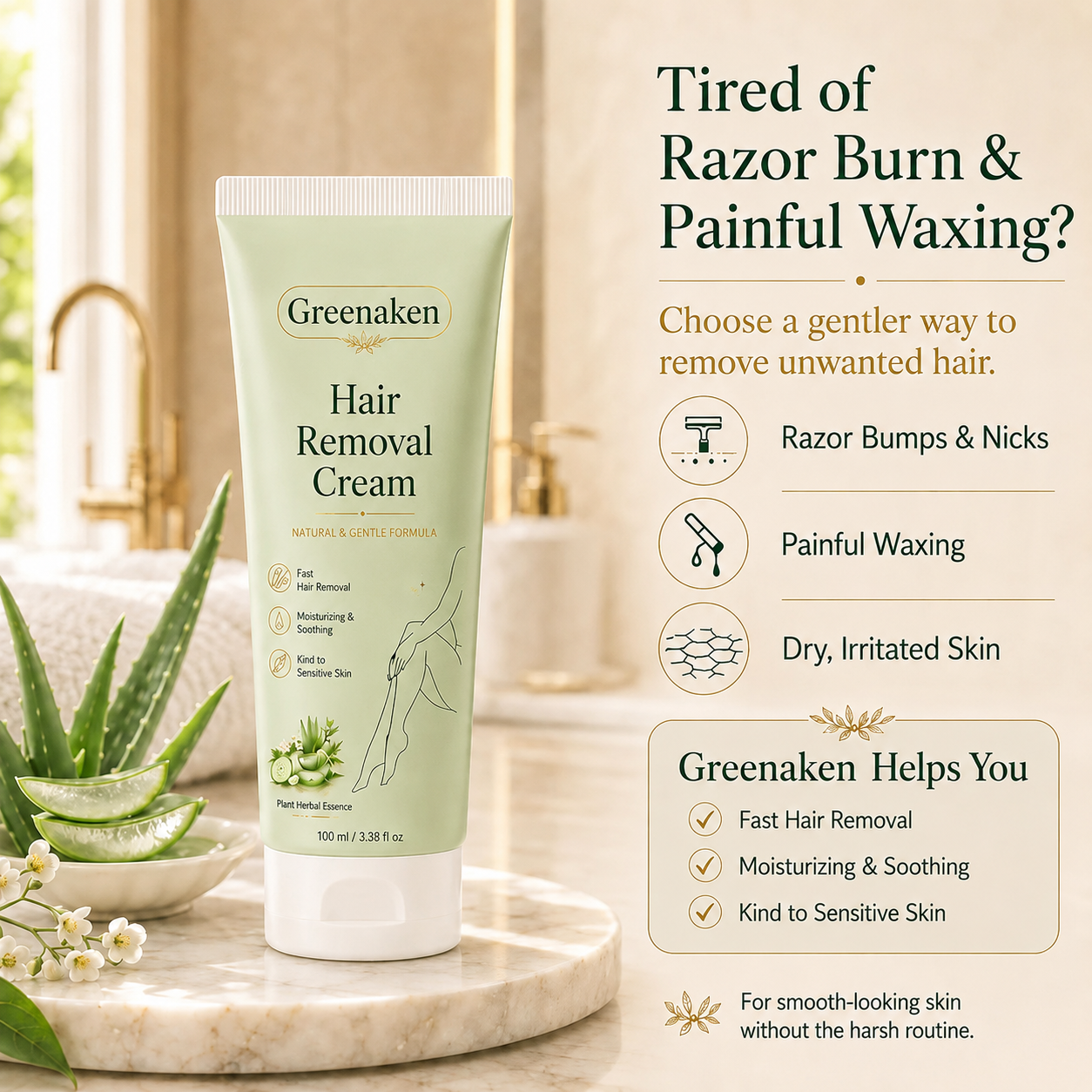 Trovehand™ Natural Gentle Hair Removal Cream | For Women & Men, Sensitive Skin