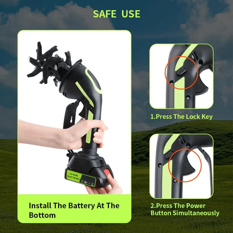 Trovehand™ Multifunctional 2-in-1 Cordless Tiller & Cultivator with Telescopic Pole