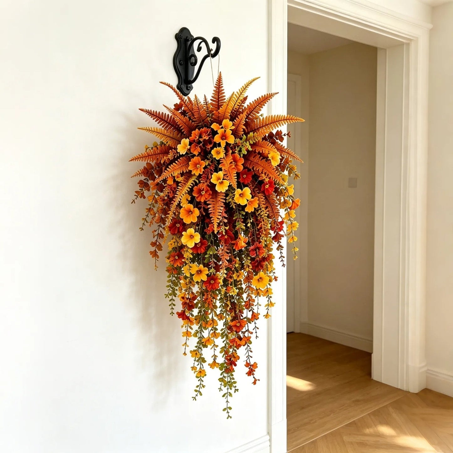🍂ARTIFICIAL FALL HARVEST HANGING BASKET - AUTUMN PORCH & DOOR DECORATION