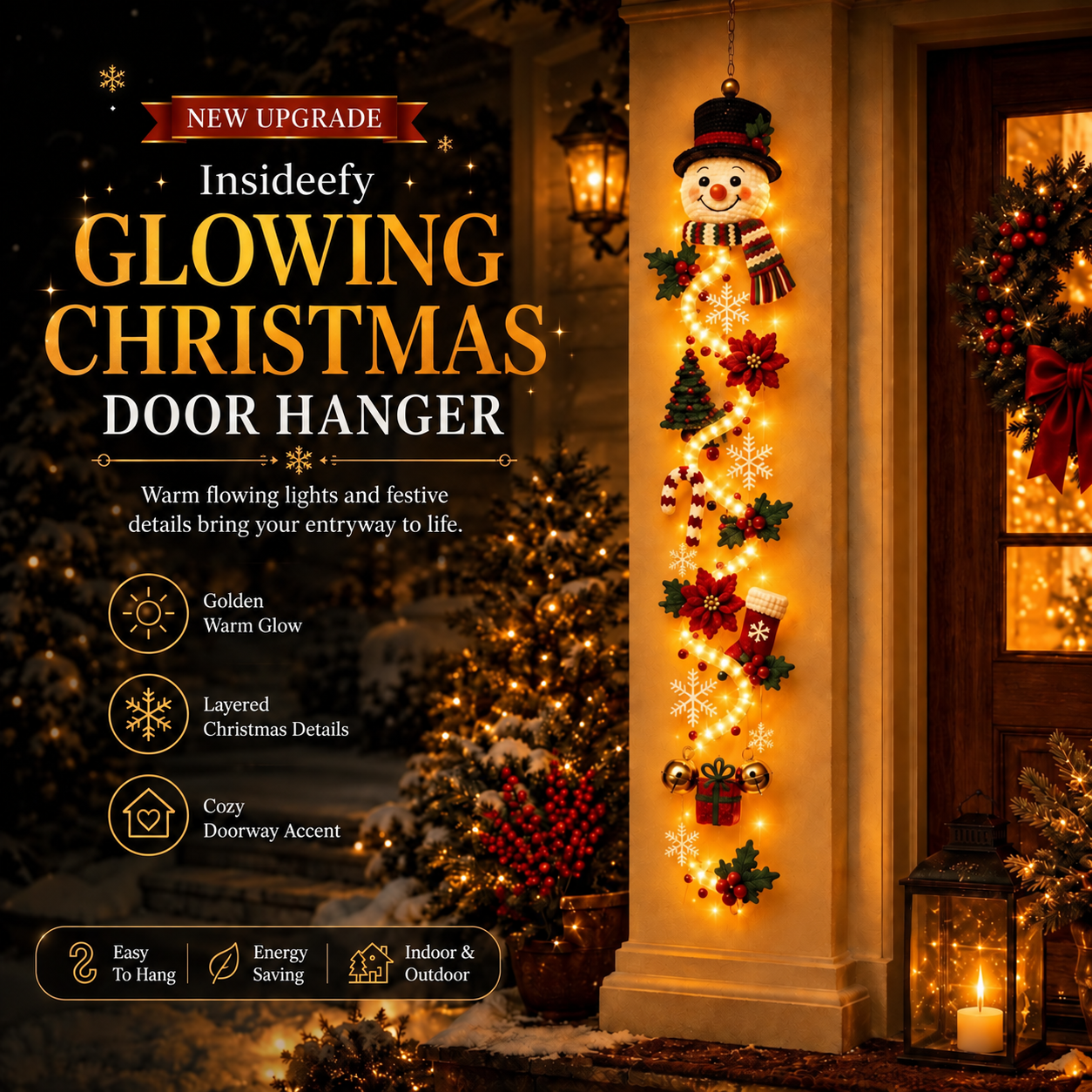 ⏳ Last Day 49% OFF – 🎄Trovehand™ Glowing Christmas Door Hanger