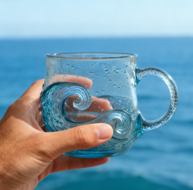 🎄Christmas Best Gifts 🎁 Whispering Waves Artisan Glass Mug🌊