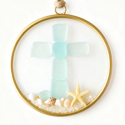Sea Glass Cross Ornament