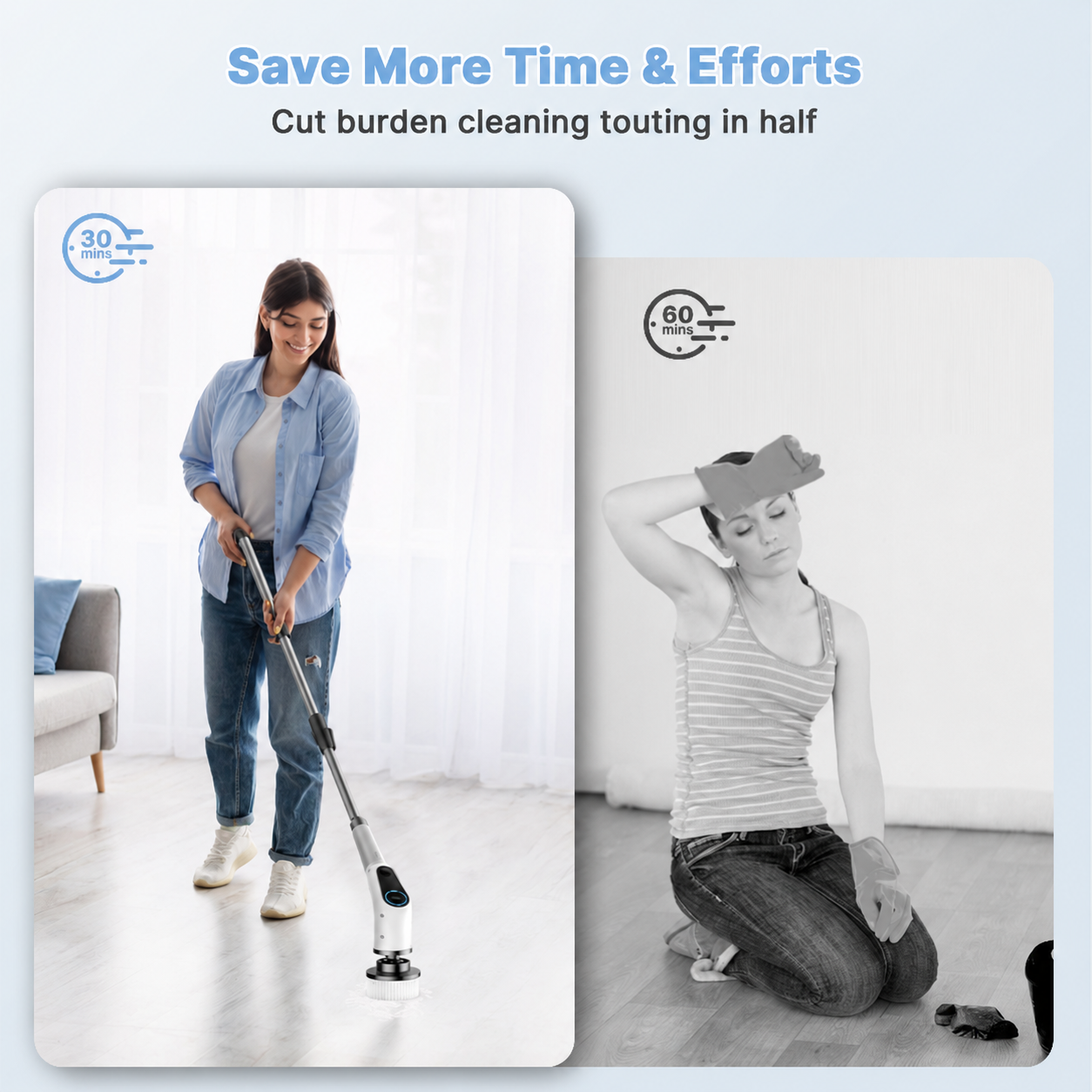 All-in-One Electric Spin Scrubber – 9-in-1 Cordless Power Scrubber with 8 Brush Heads & Extendable Handle