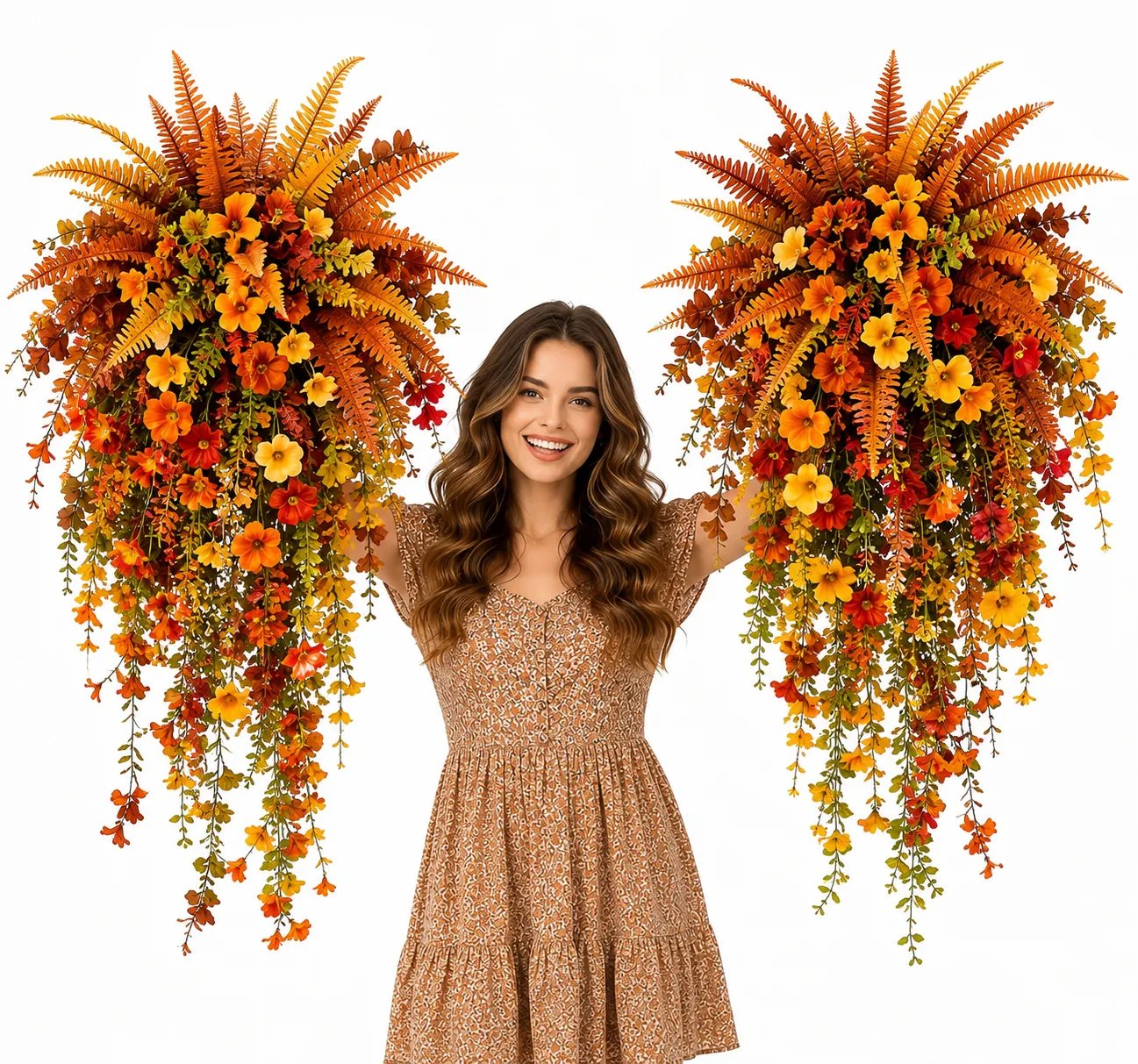 🍂ARTIFICIAL FALL HARVEST HANGING BASKET - AUTUMN PORCH & DOOR DECORATION