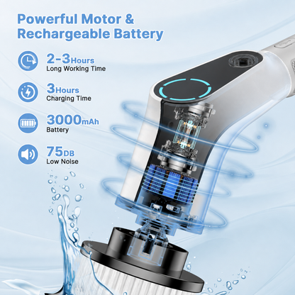 All-in-One Electric Spin Scrubber – 9-in-1 Cordless Power Scrubber with 8 Brush Heads & Extendable Handle
