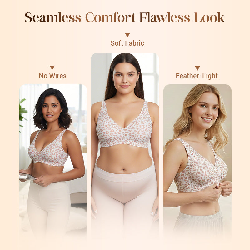 💕 💕Jelly Wireless Women‘s Comfortable Wireless Bras Push Up Bra Seamless T shirts Bras Deep V Everyday Bras