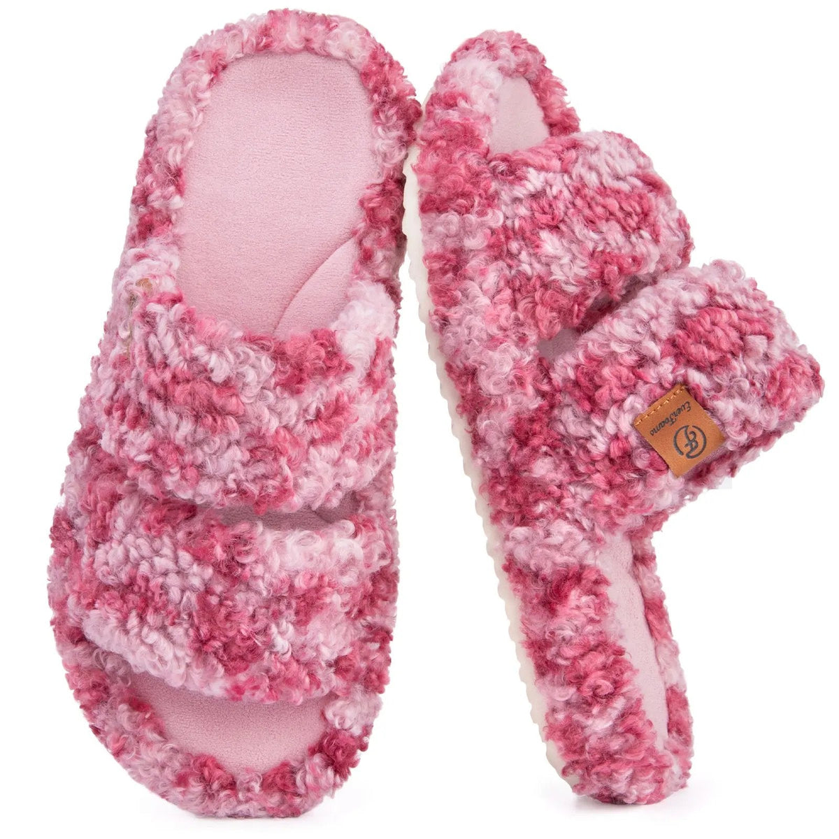 Women's Fuzzy Open-Toe Slippers – Stylish Classic Slides with Soft Memory Foam, Non-Slip Rubber Sole, Perfect Cozy Footwear ,Girl Fur Flipflop Walking Shoes Fluffy Modern Sleeper Slip On Clog