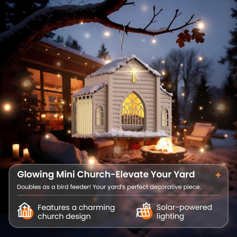 🎁  Last Day 60% OFF-✝️Church-Shaped Solar Bird Feeder(✨Same as in the video)