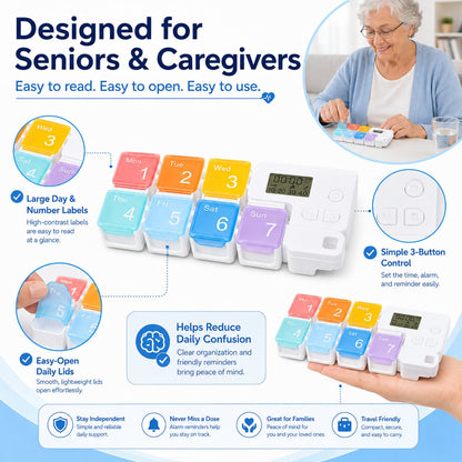 7-Day Smart Pill Organizer with Alarm