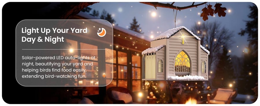 🎁  Last Day 60% OFF-✝️Church-Shaped Solar Bird Feeder(✨Same as in the video)