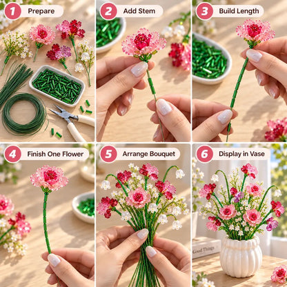 🌸 DIY Beaded Wildflower Bouquet Kit – Handmade Crystal Flower Craft Set
