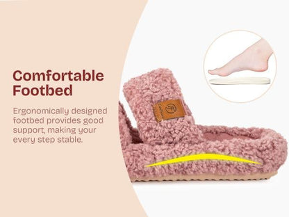 Women's Fuzzy Open-Toe Slippers – Stylish Classic Slides with Soft Memory Foam, Non-Slip Rubber Sole, Perfect Cozy Footwear ,Girl Fur Flipflop Walking Shoes Fluffy Modern Sleeper Slip On Clog