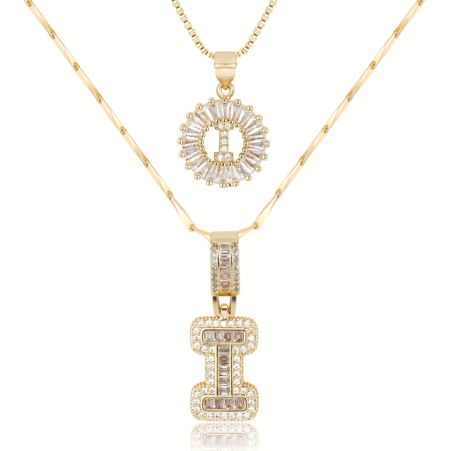 2pc 14k Diamond Letter Initial Necklaces