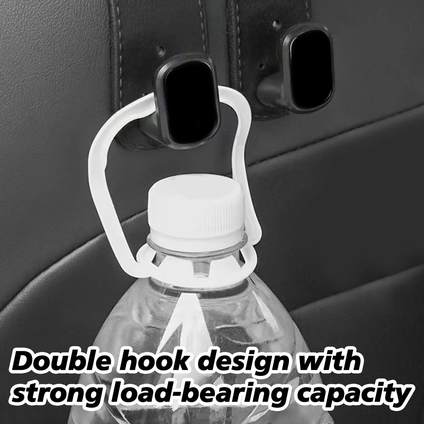 4PCS Faux Leather Car Headrest Hooks: Double-Hook Organizer for Bags & Essentials