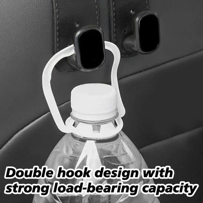 4PCS Faux Leather Car Headrest Hooks: Double-Hook Organizer for Bags & Essentials