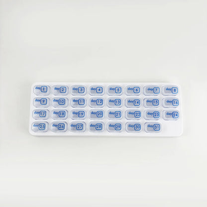 🔥✨31-Day Monthly Pill Box: Easy-Open Lids, Removable Pods, Date Reminder, Travel Case